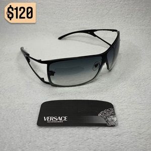 Versace Gradient Unisex Cut Out Medusa Sunglasses Authentic RARE Black Blue GUC